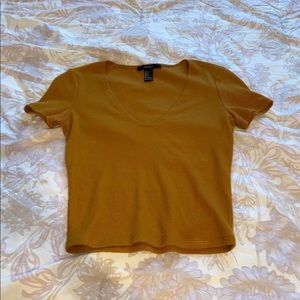Mustard yellow forever 21 crop top v neck